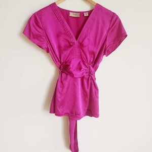 Silk Blouse in Magenta Size S